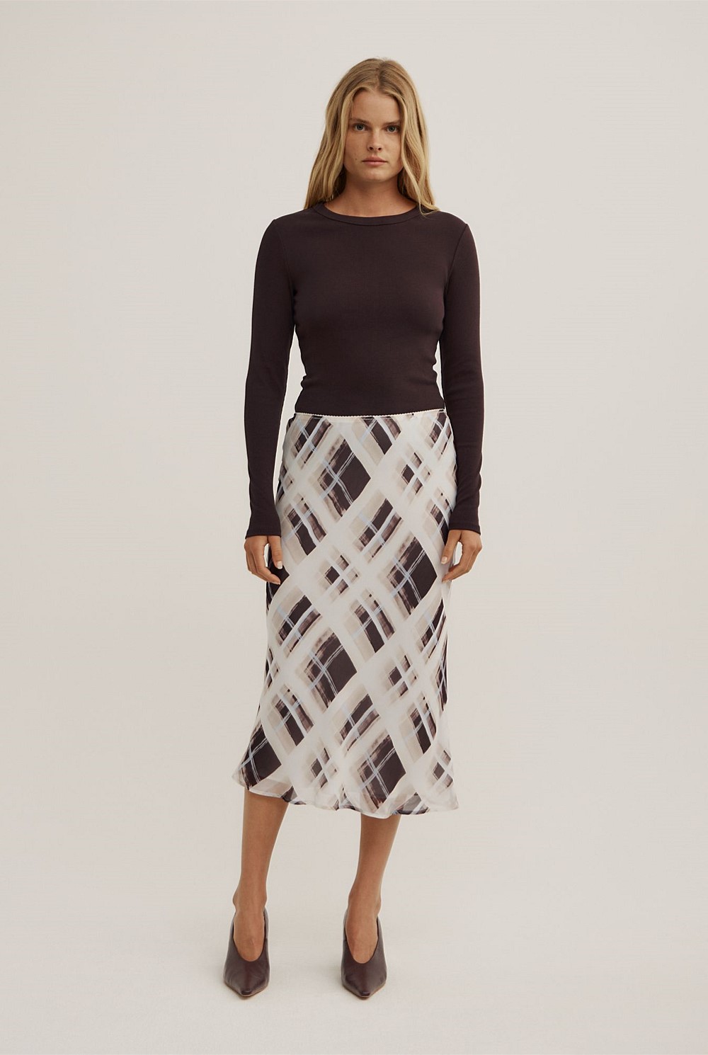 Check Midi Skirt