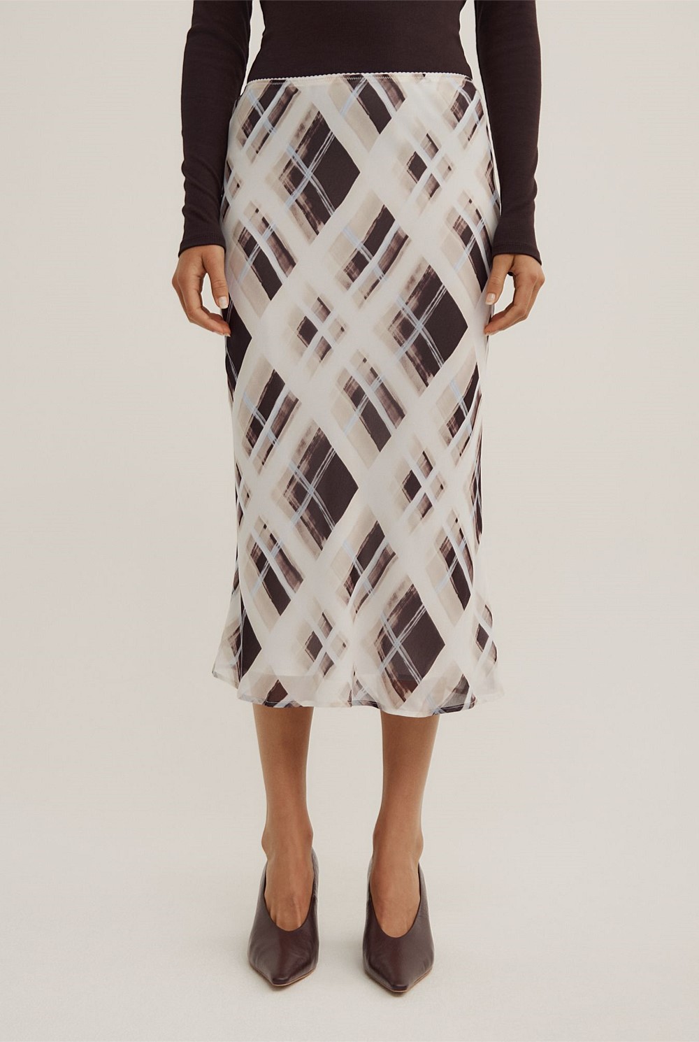 Check Midi Skirt