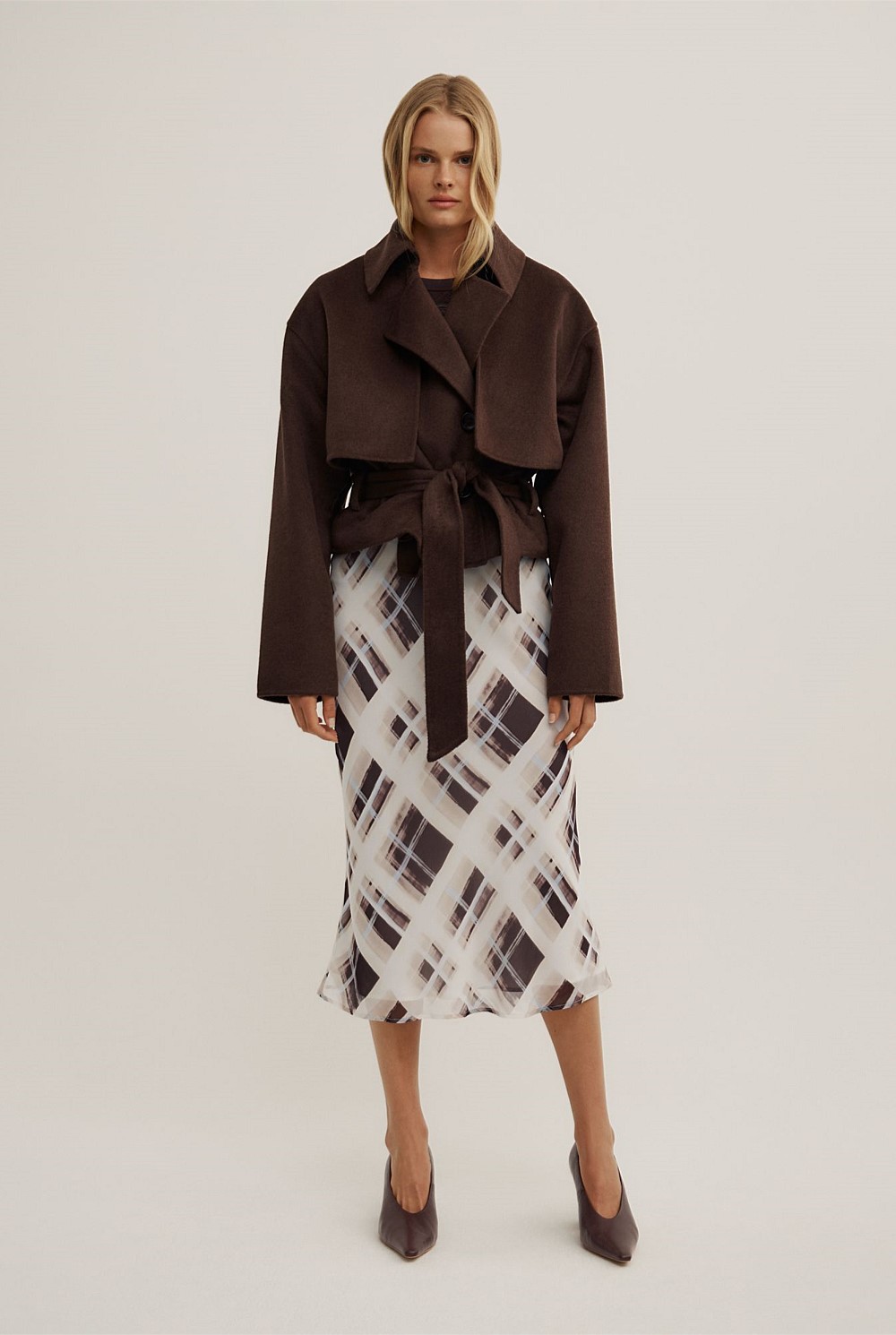 Check Midi Skirt