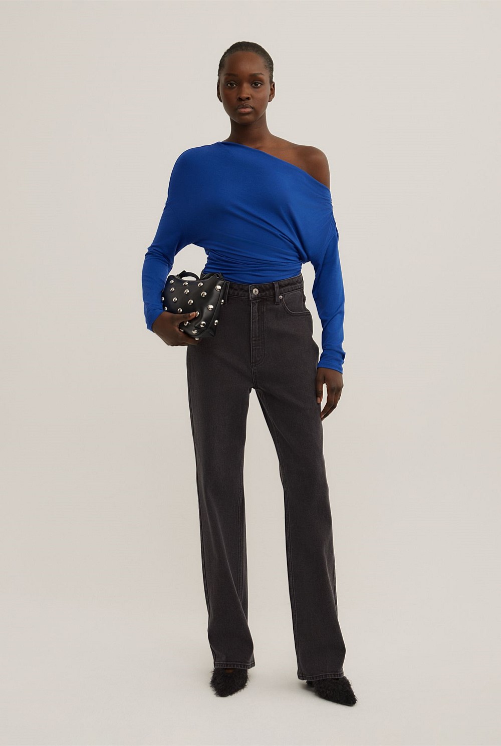 Asymmetric Draped Long Sleeve Top