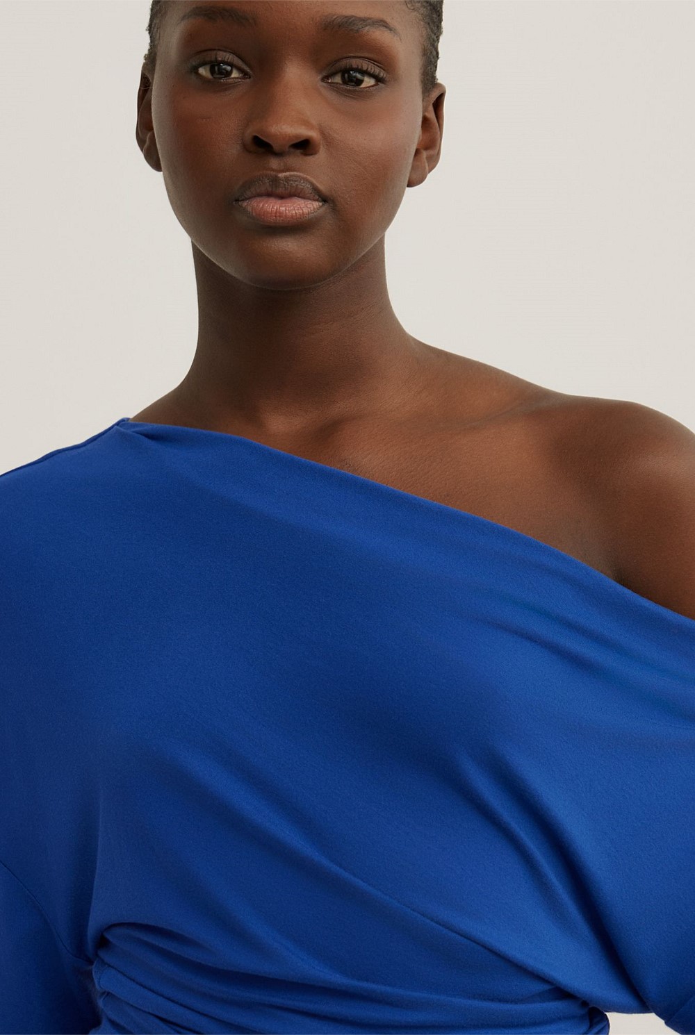 Asymmetric Draped Long Sleeve Top
