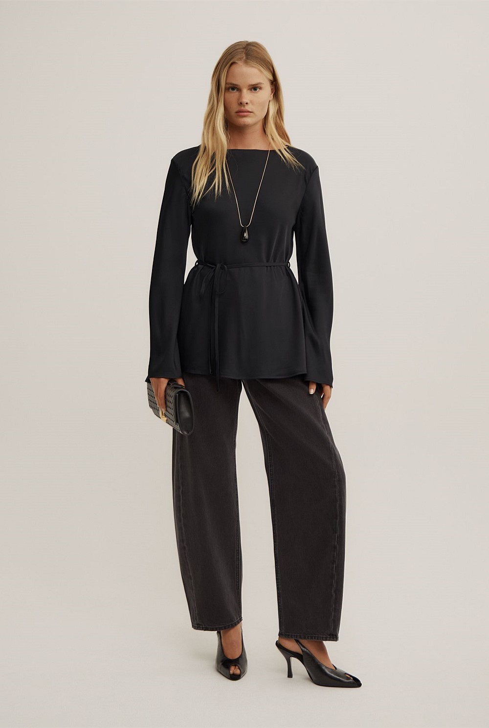 Satin Boat Neck Top
