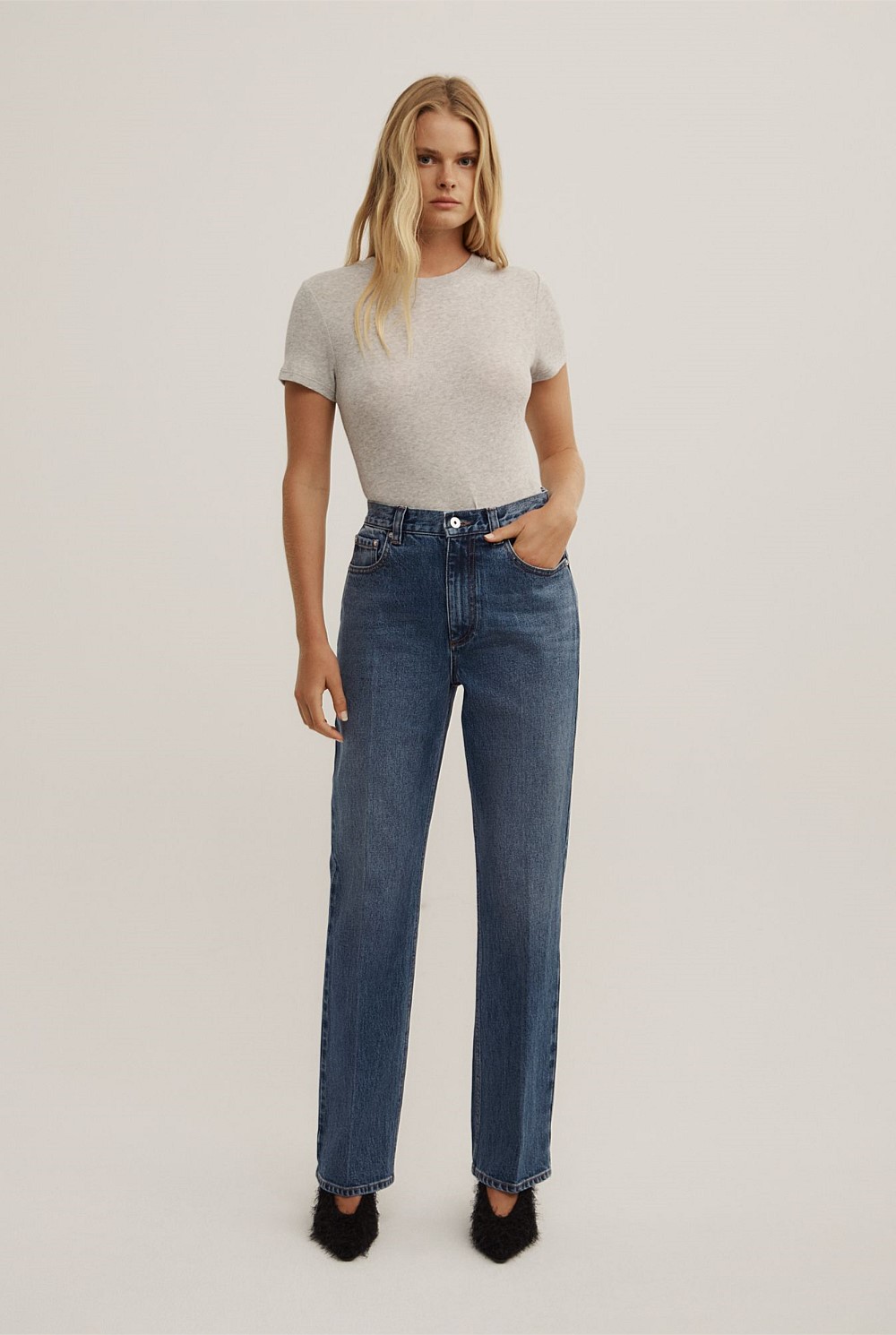 Crease Front Straight Jeans