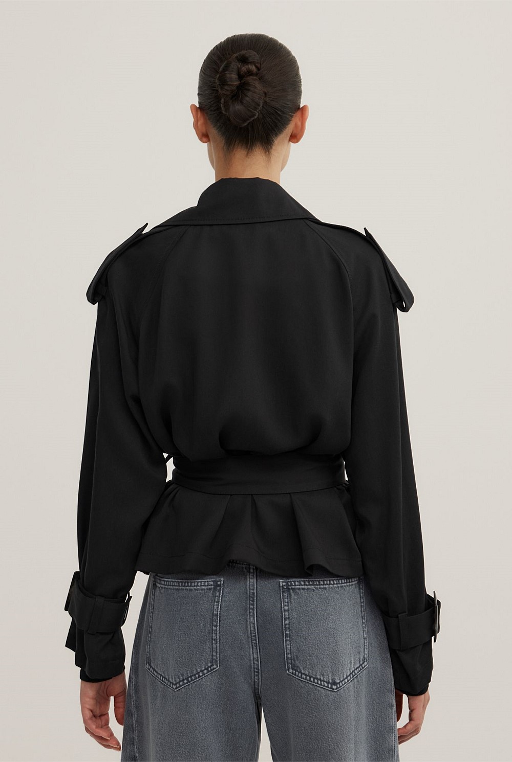 Fluid Cropped Trench Coat