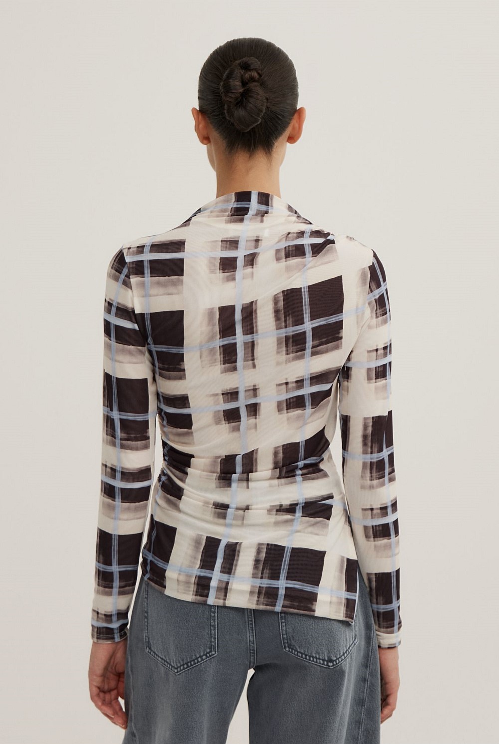 Asymmetric Mesh Long Sleeve Top