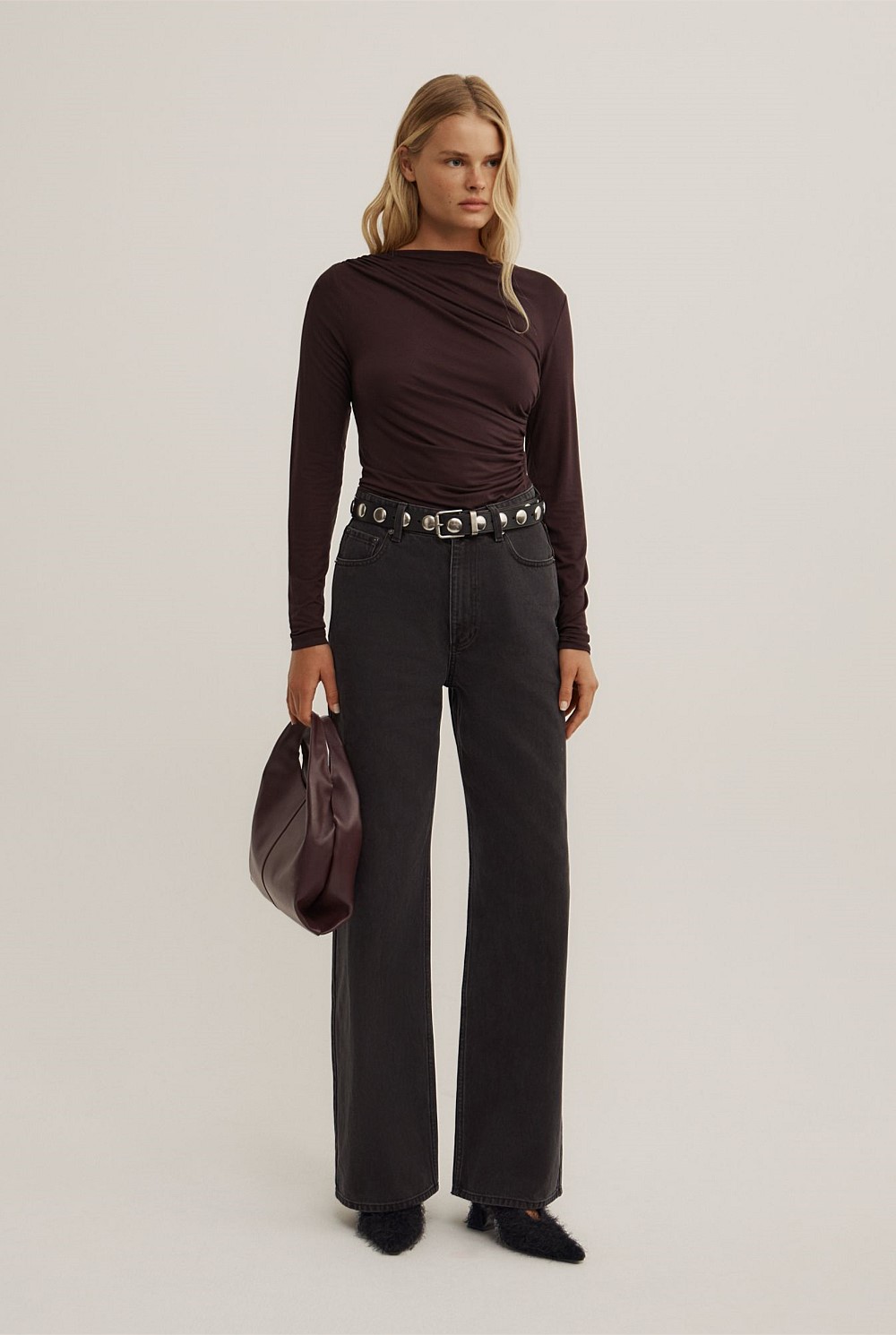 Draped Jersey Long Sleeve Top