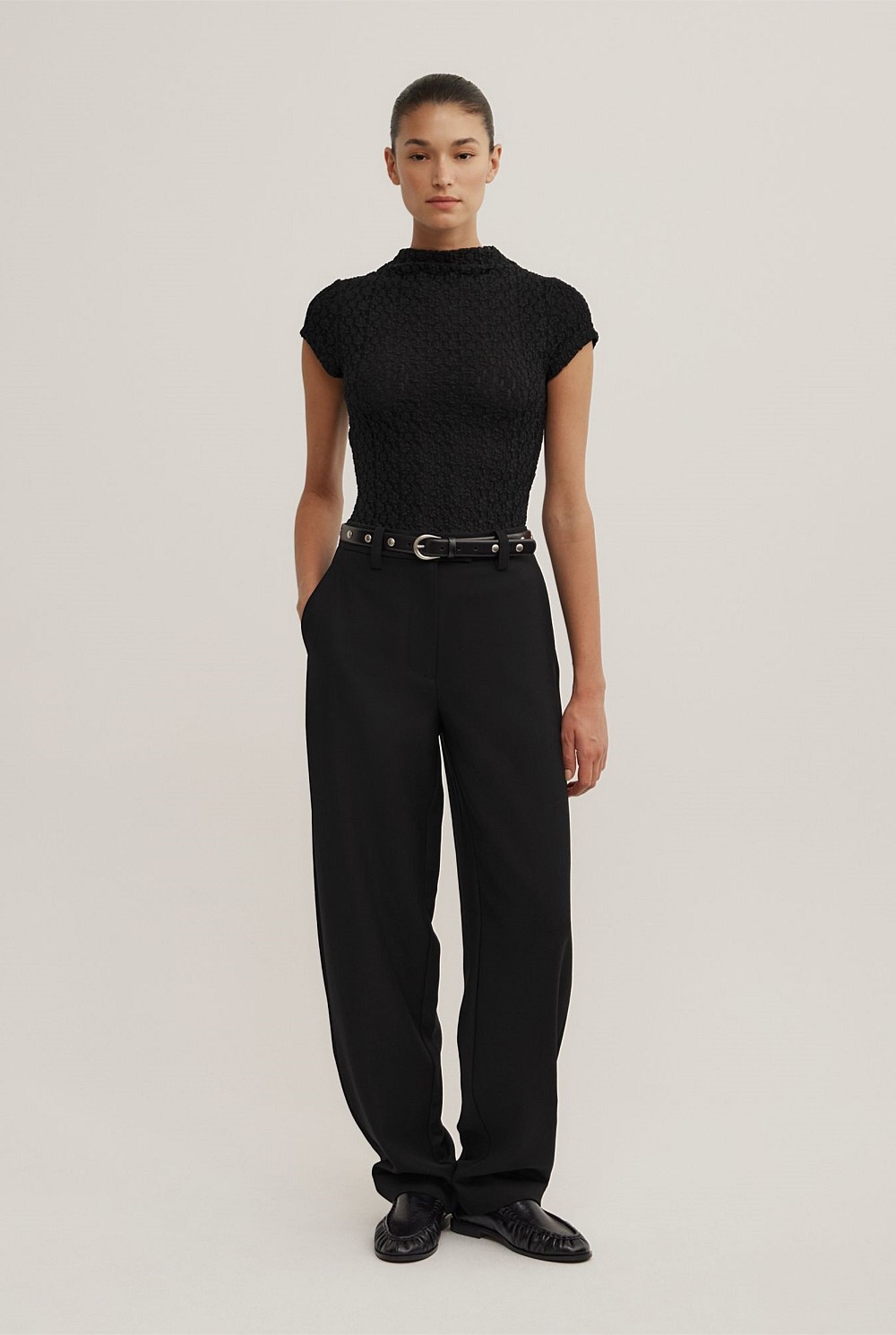 Textured Short Sleeve Top