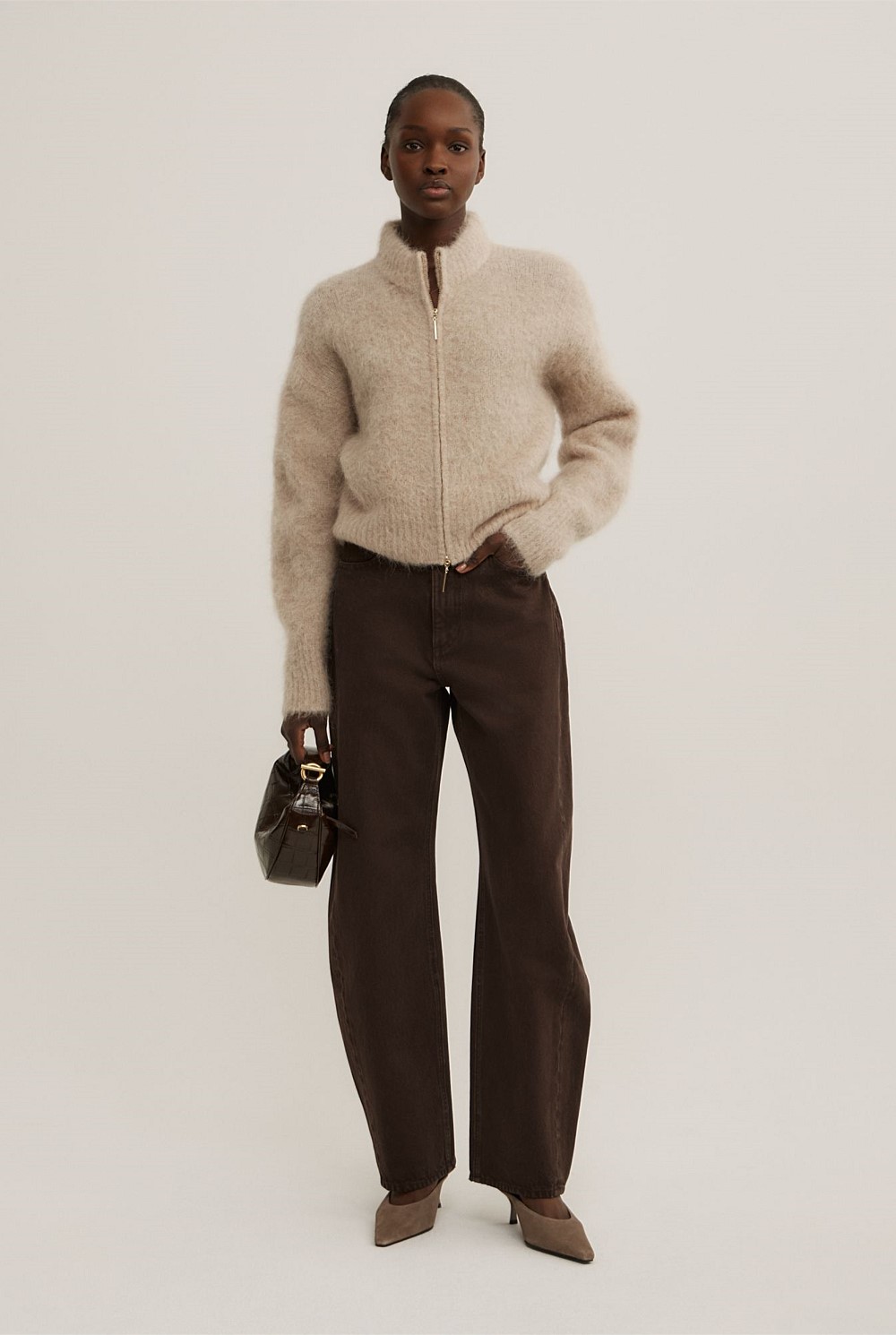 Fluffy Funnel Bomber Jacket