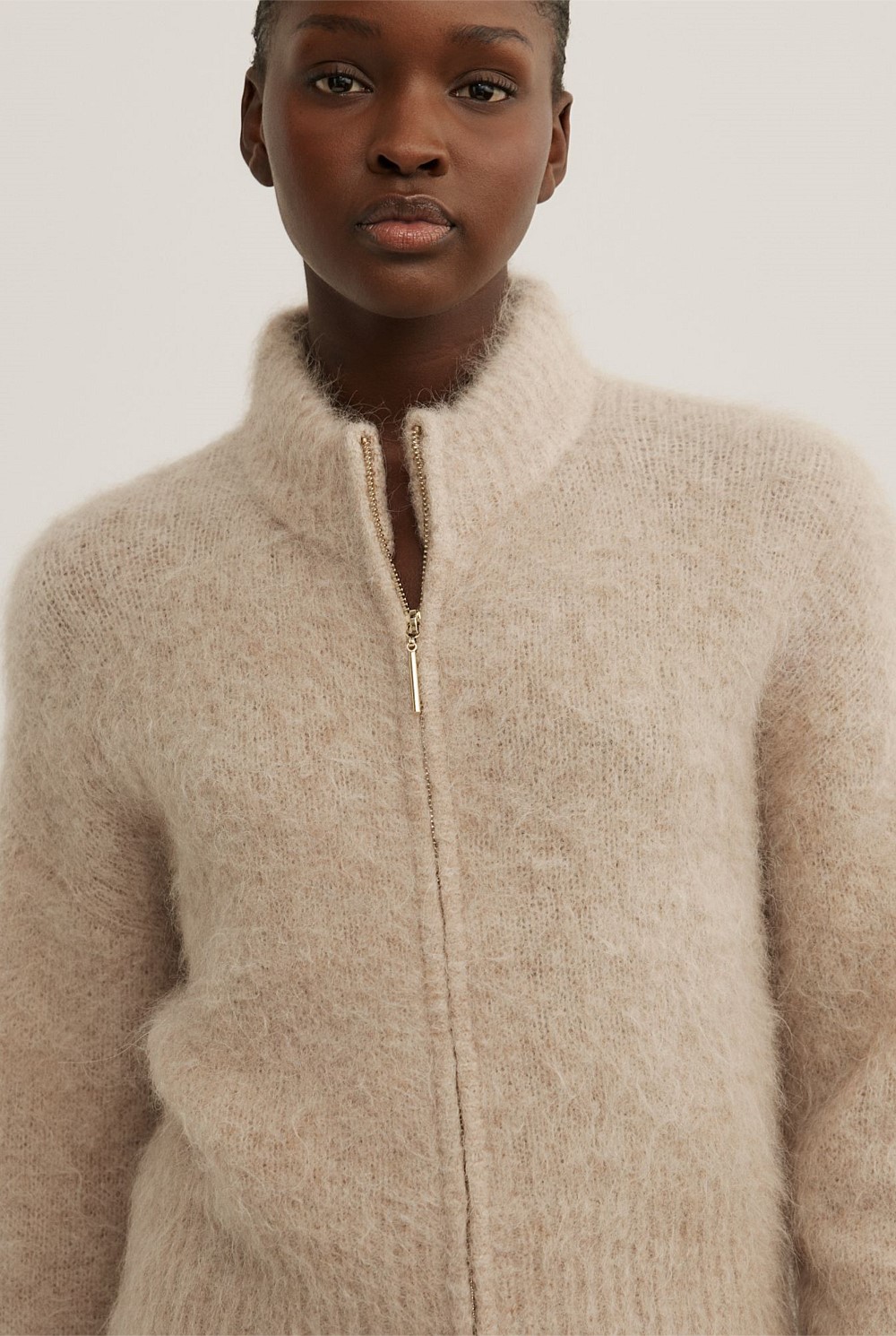 Fluffy Funnel Bomber Jacket
