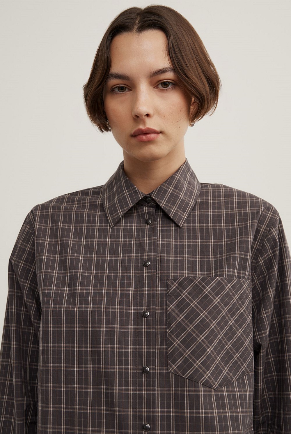 Check Shoulder Pad Shirt