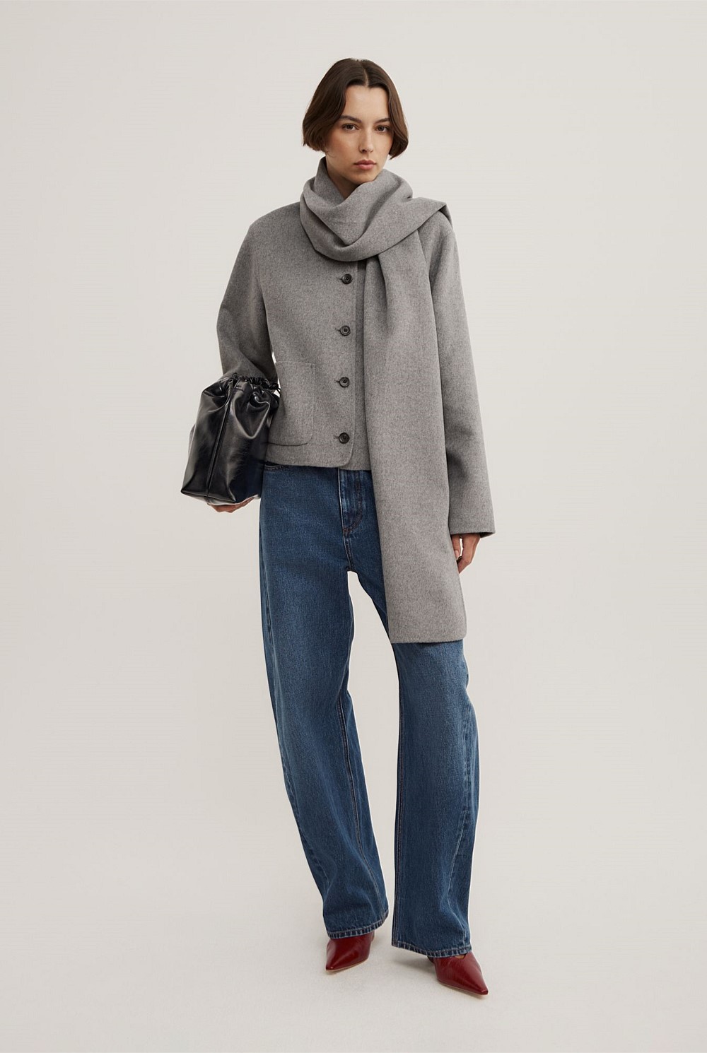 Crop Scarf Coat