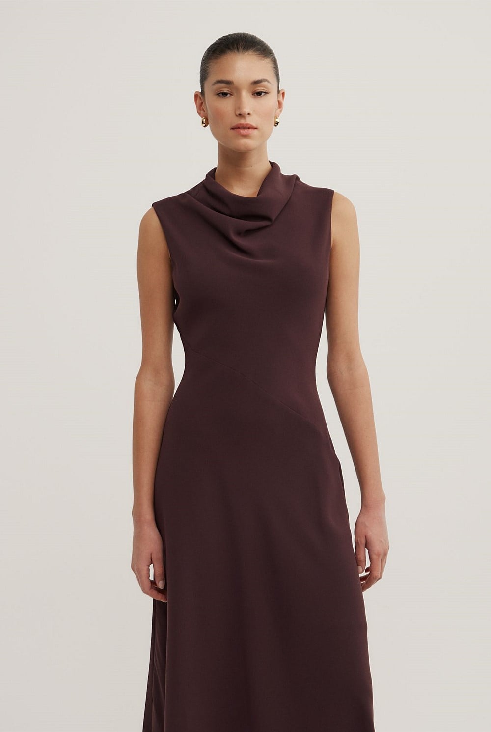 Drape Neck Midi Dress