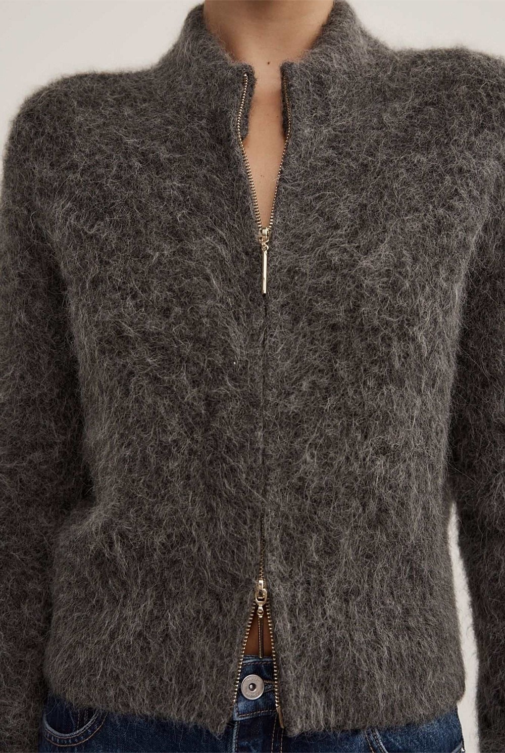 Fluffy Funnel Bomber Jacket