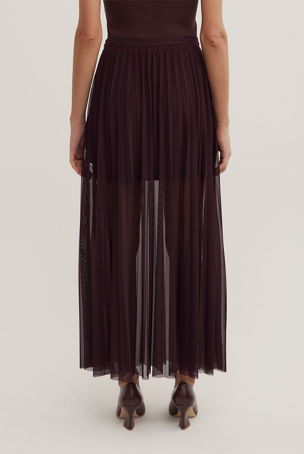 Pleated Mesh Skirt