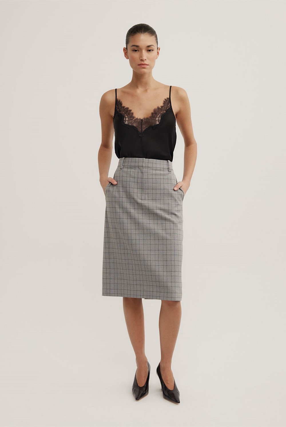 Check Midi Skirt