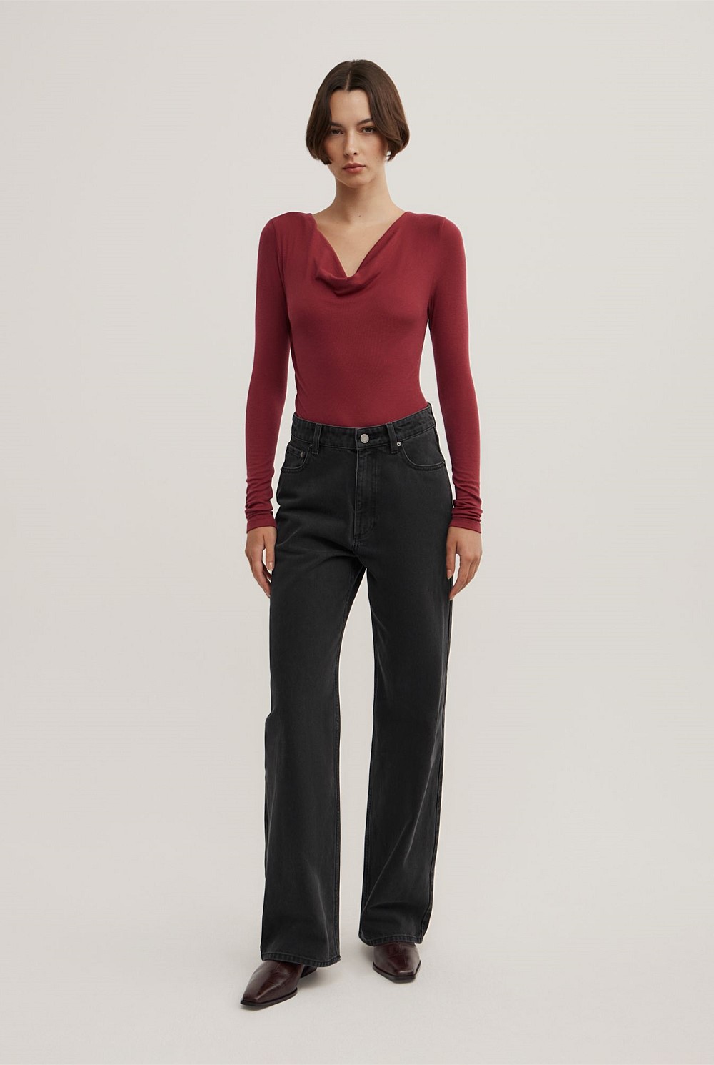 Cowl Neck Long Sleeve Top