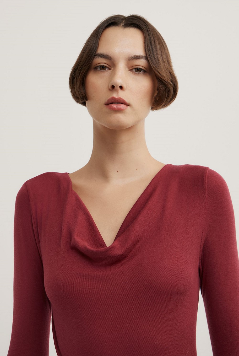 Cowl Neck Long Sleeve Top