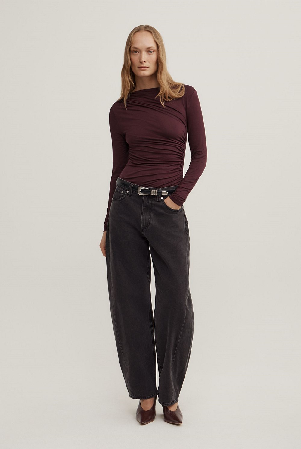 Draped Jersey Long Sleeve Top