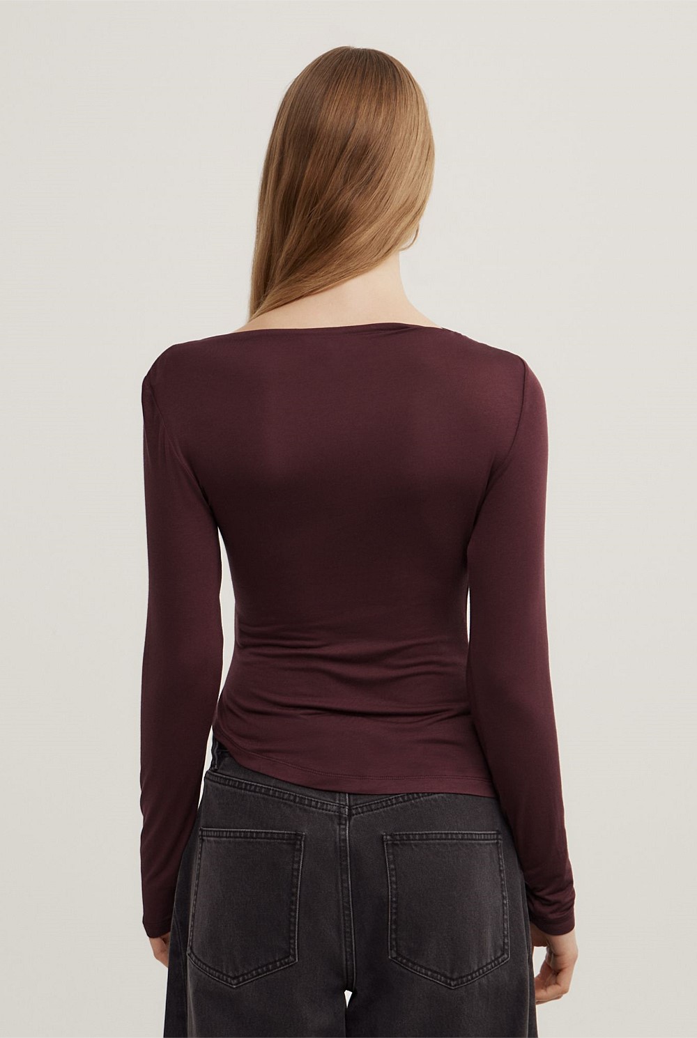 Draped Jersey Long Sleeve Top