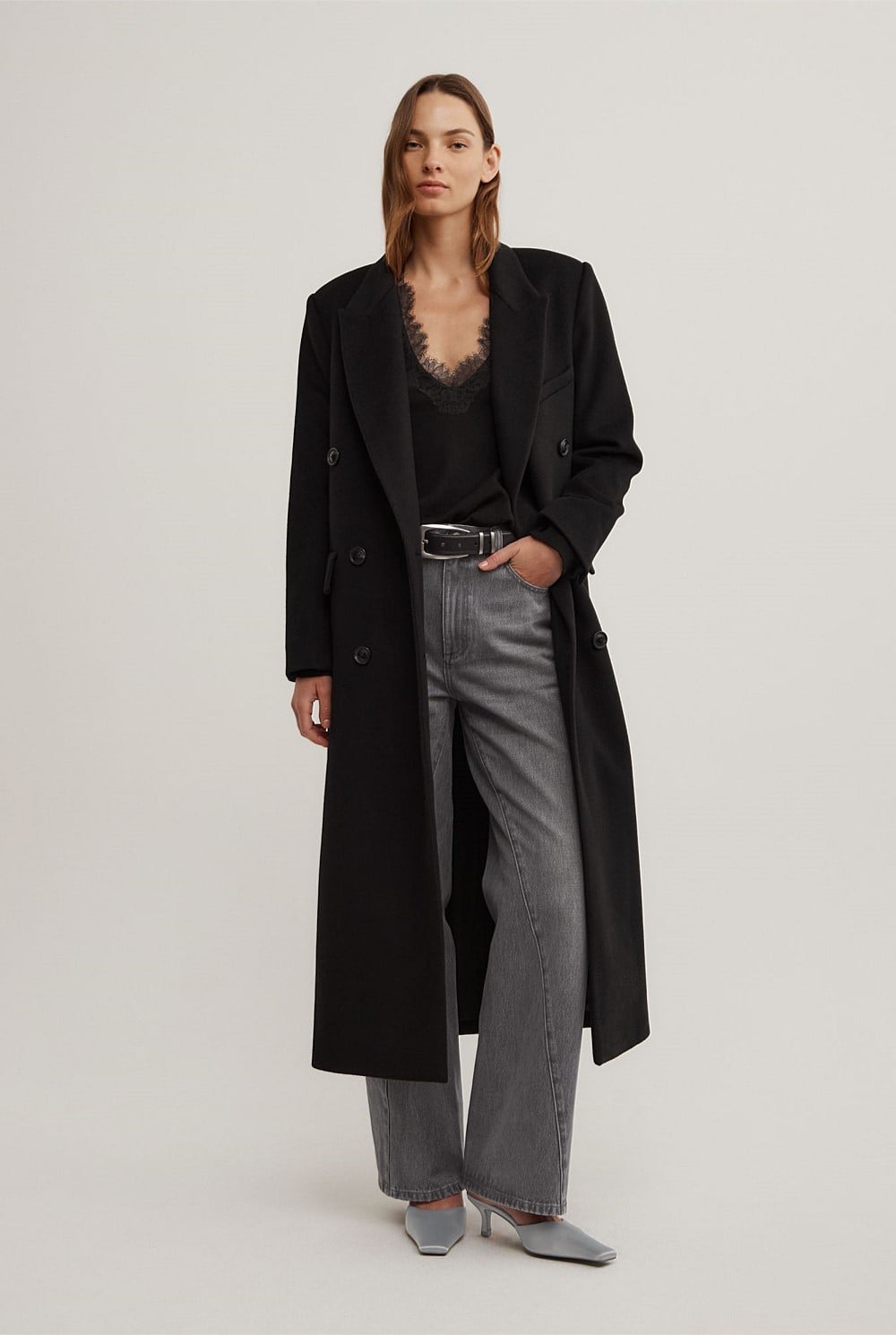 Ash Satin Mules