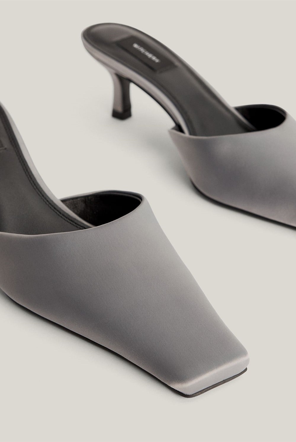 Ash Satin Mules
