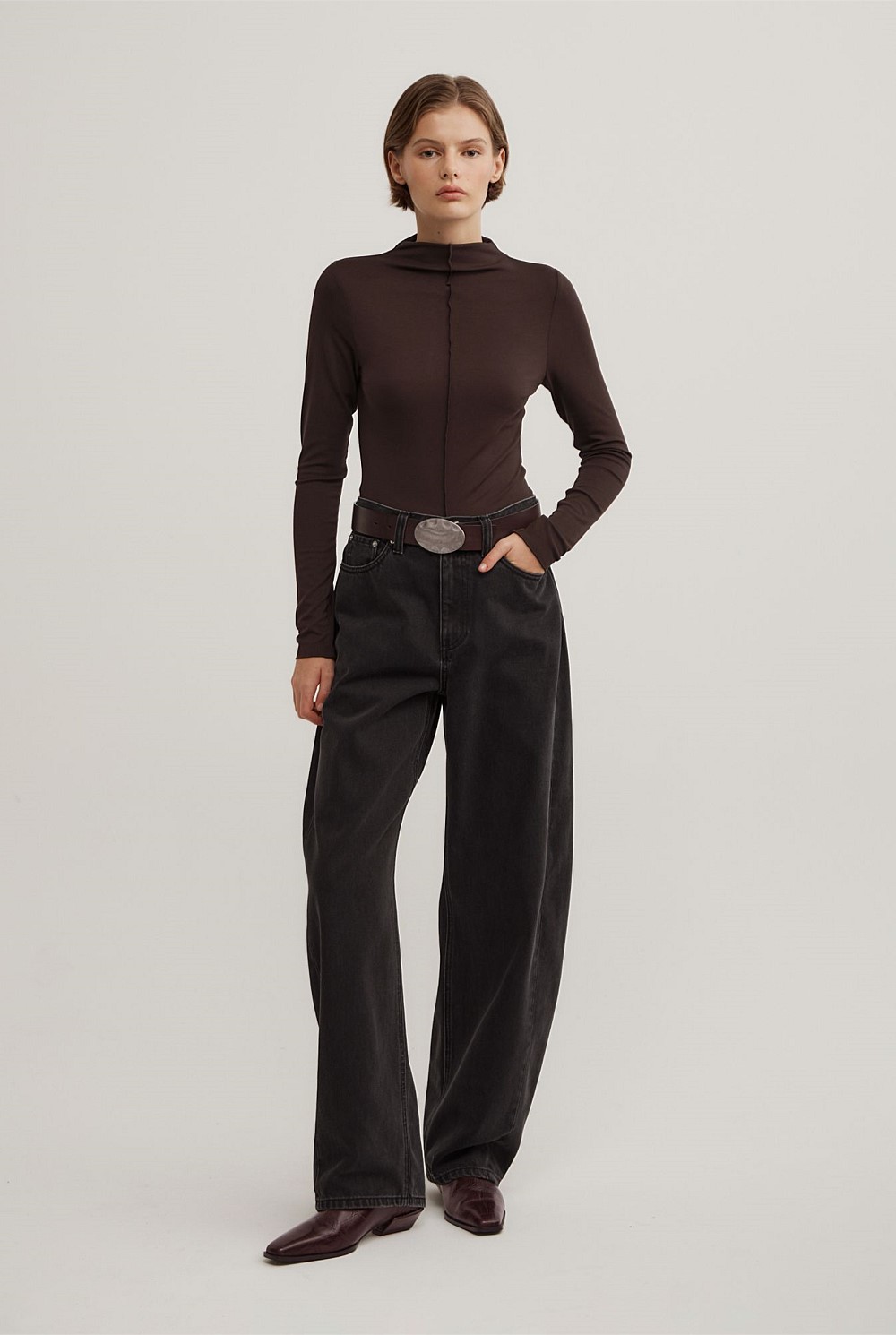 Mock Neck Jersey Top