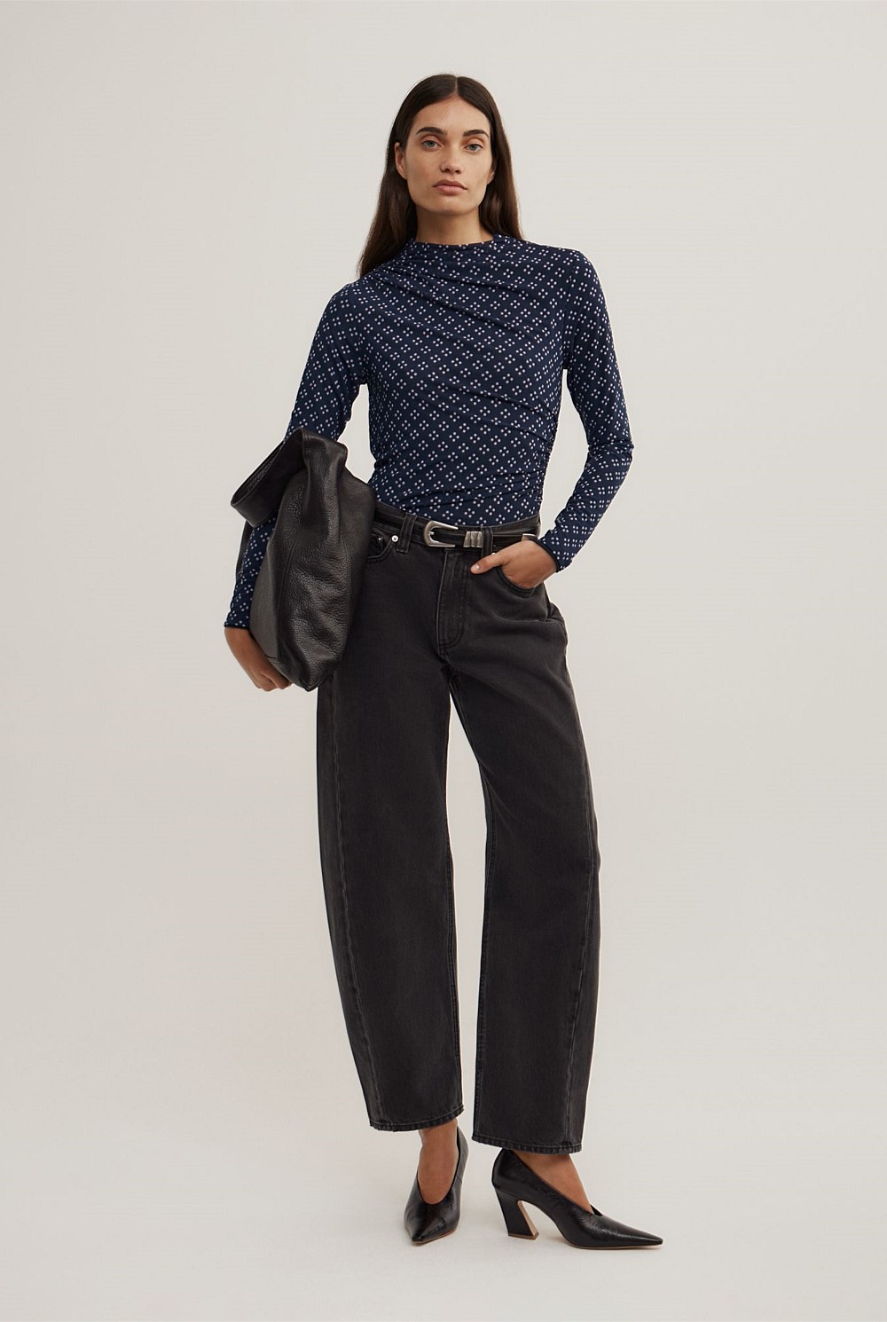 Asymmetric Mesh Long Sleeve Top