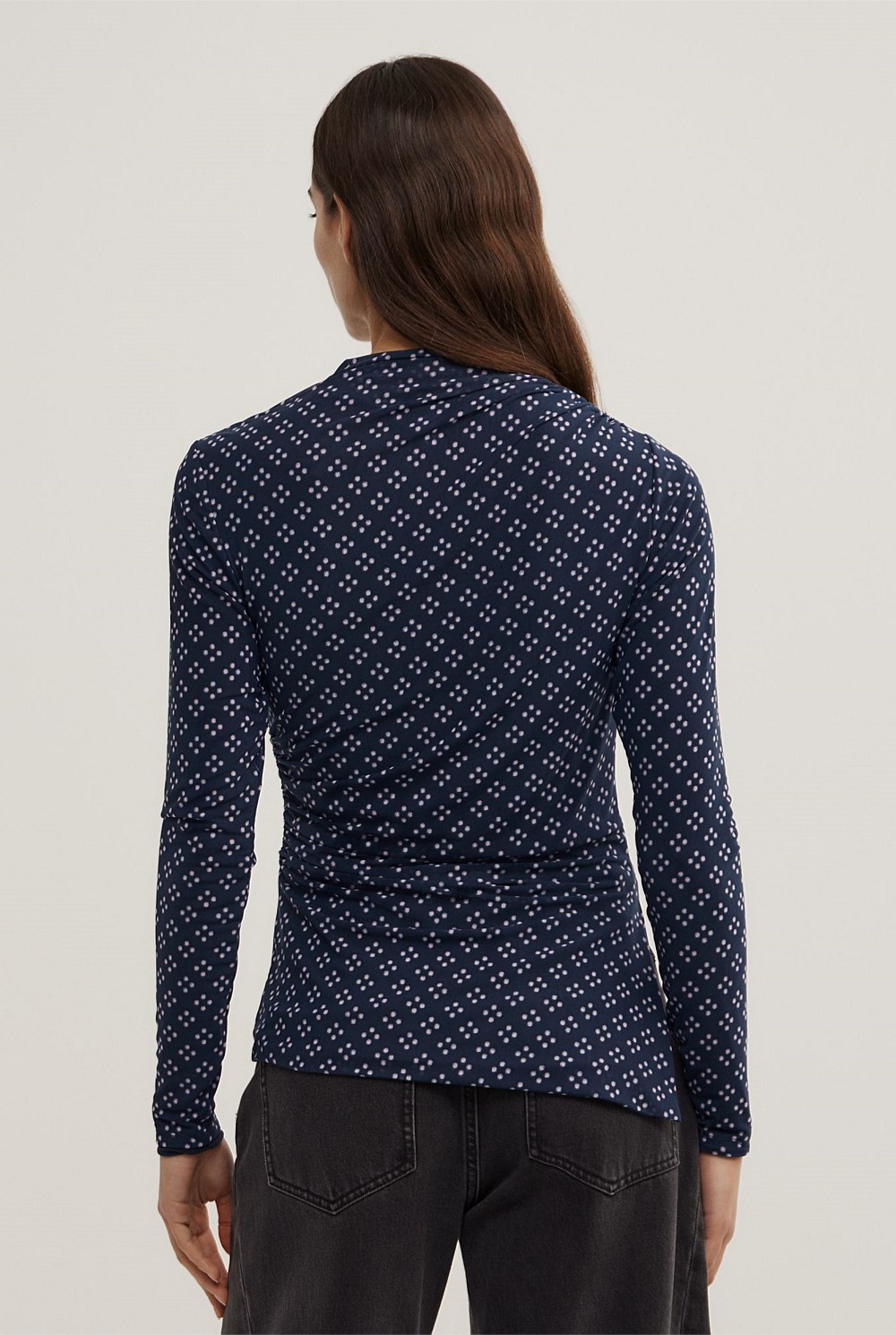 Asymmetric Mesh Long Sleeve Top