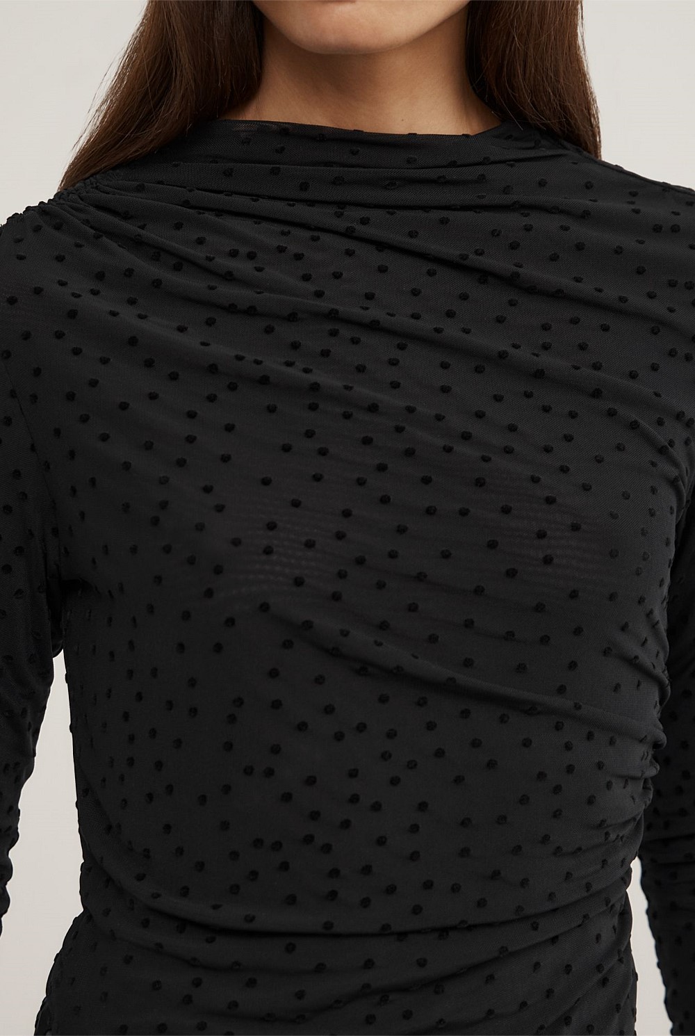 Asymmetric Flocked Long Sleeve Top
