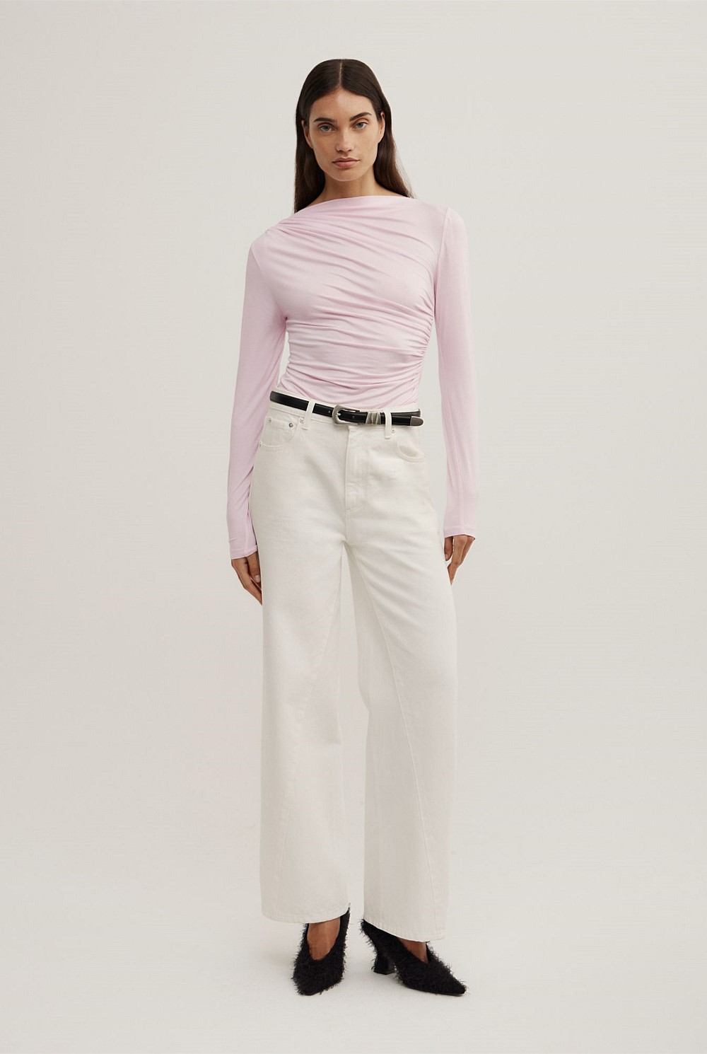 Draped Jersey Long Sleeve Top