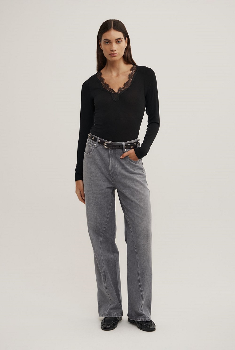 Lace Detail Long Sleeve Top