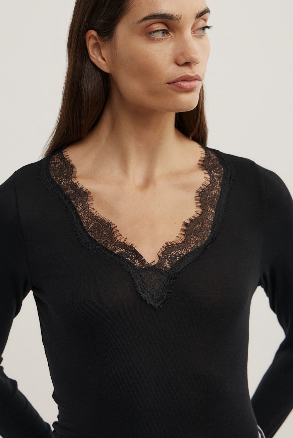 Lace Detail Long Sleeve Top