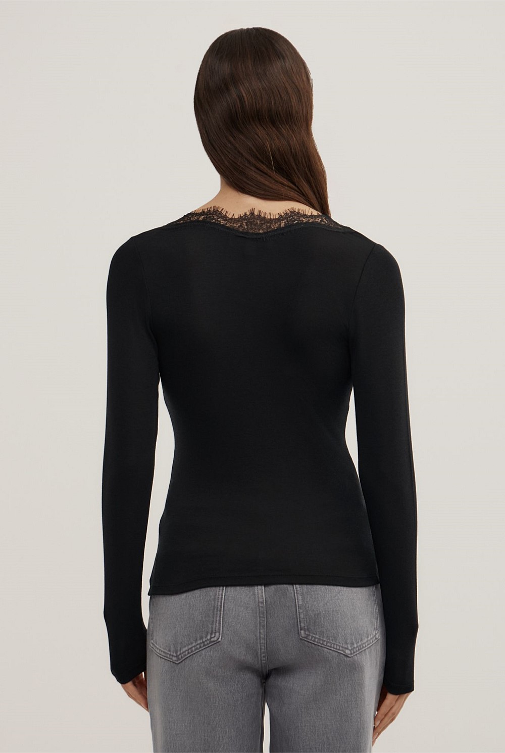 Lace Detail Long Sleeve Top