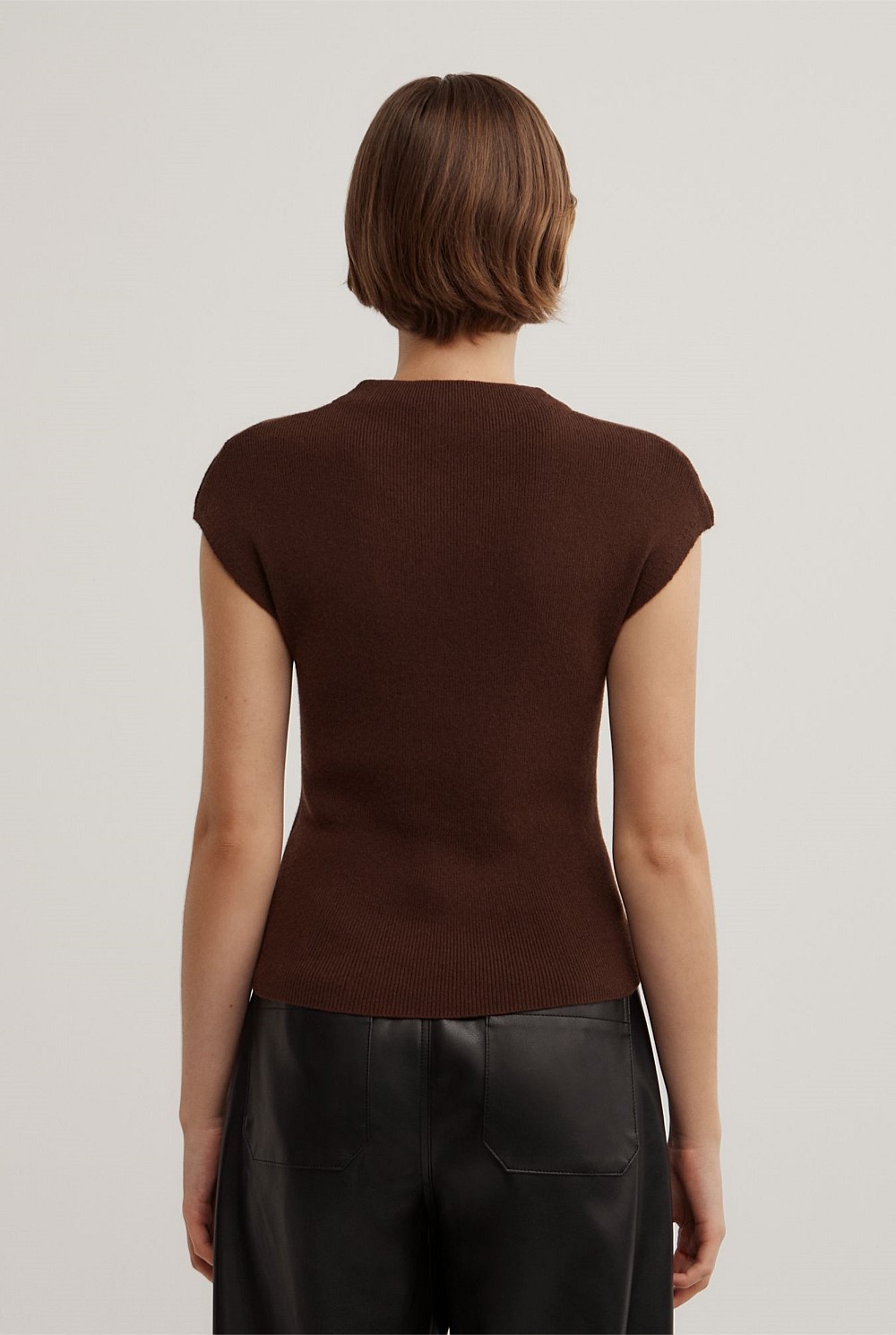 High Neck Knit T-Shirt