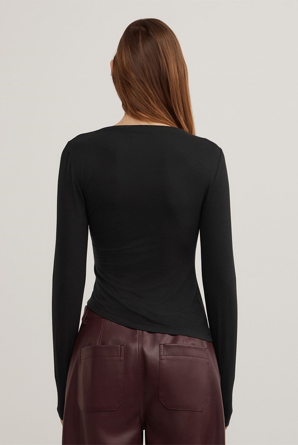 Draped Jersey Long Sleeve Top