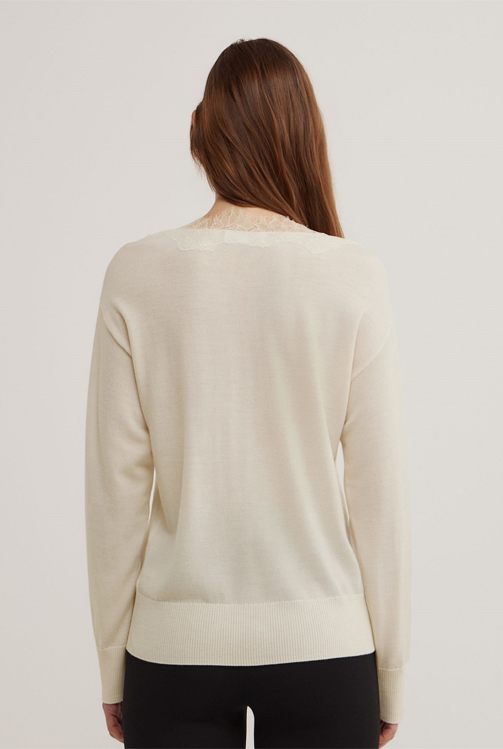 Lace Detail V-Neck Knit