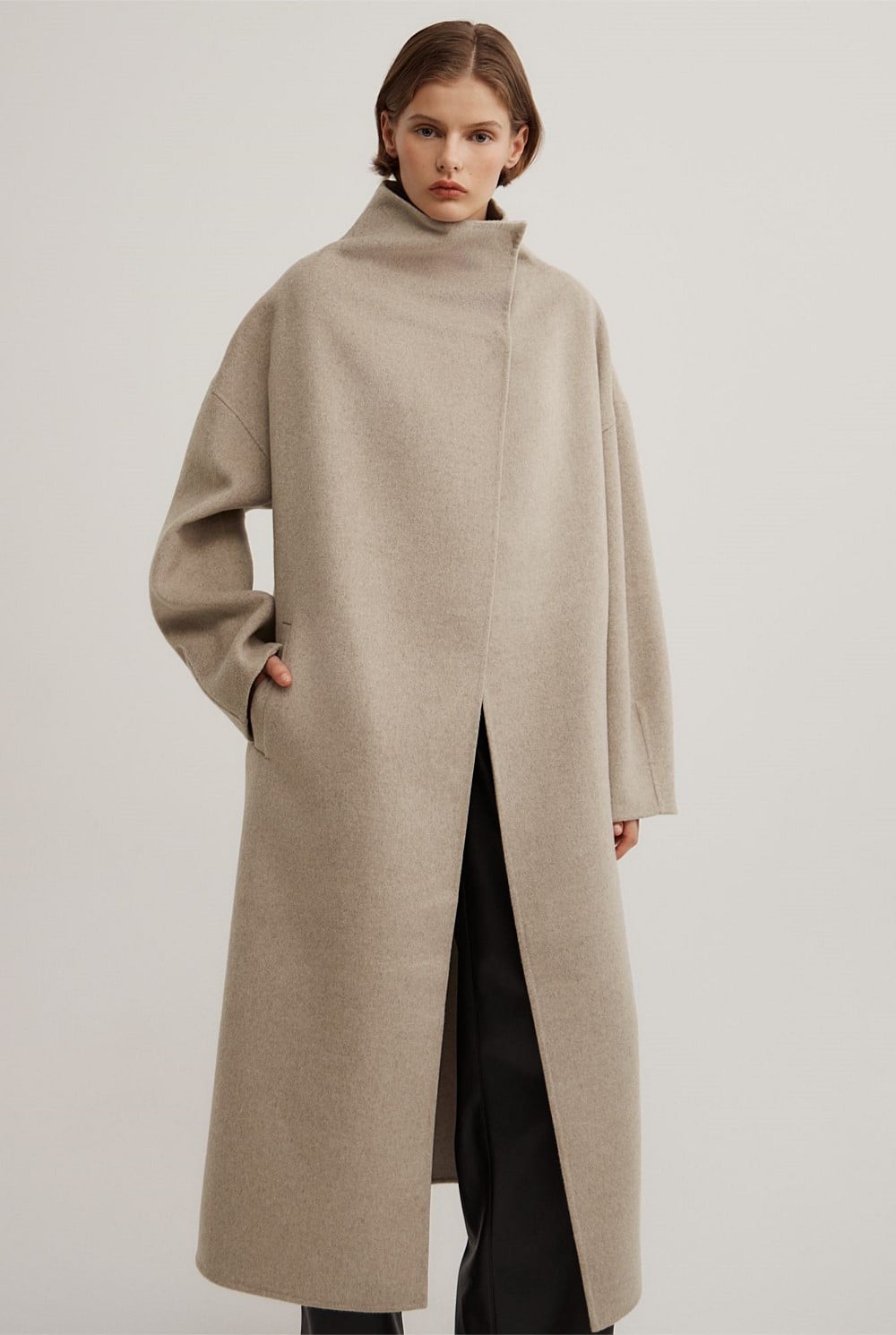 Funnel Wrap Neck Coat