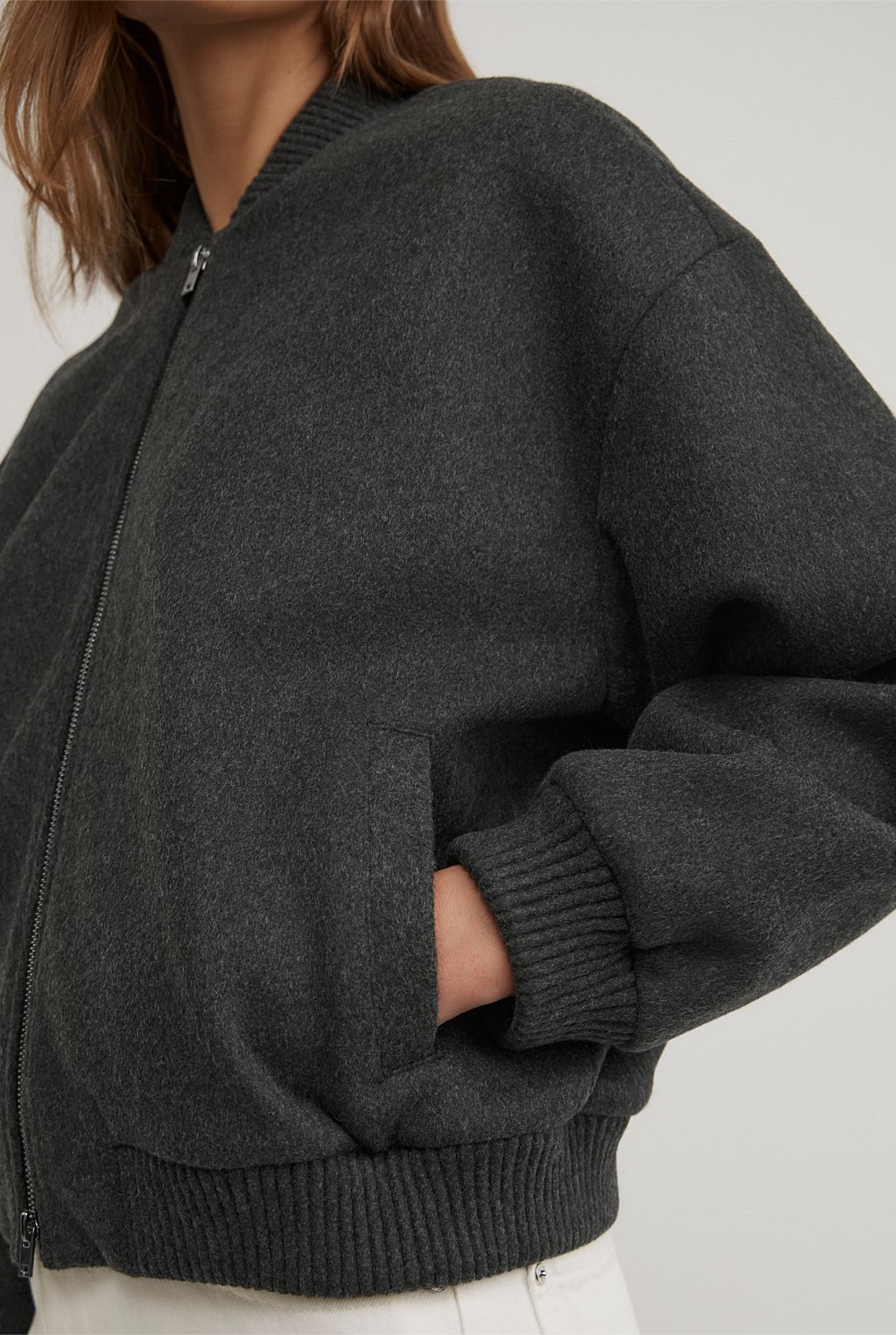 Felted Zip Bomber Jacket