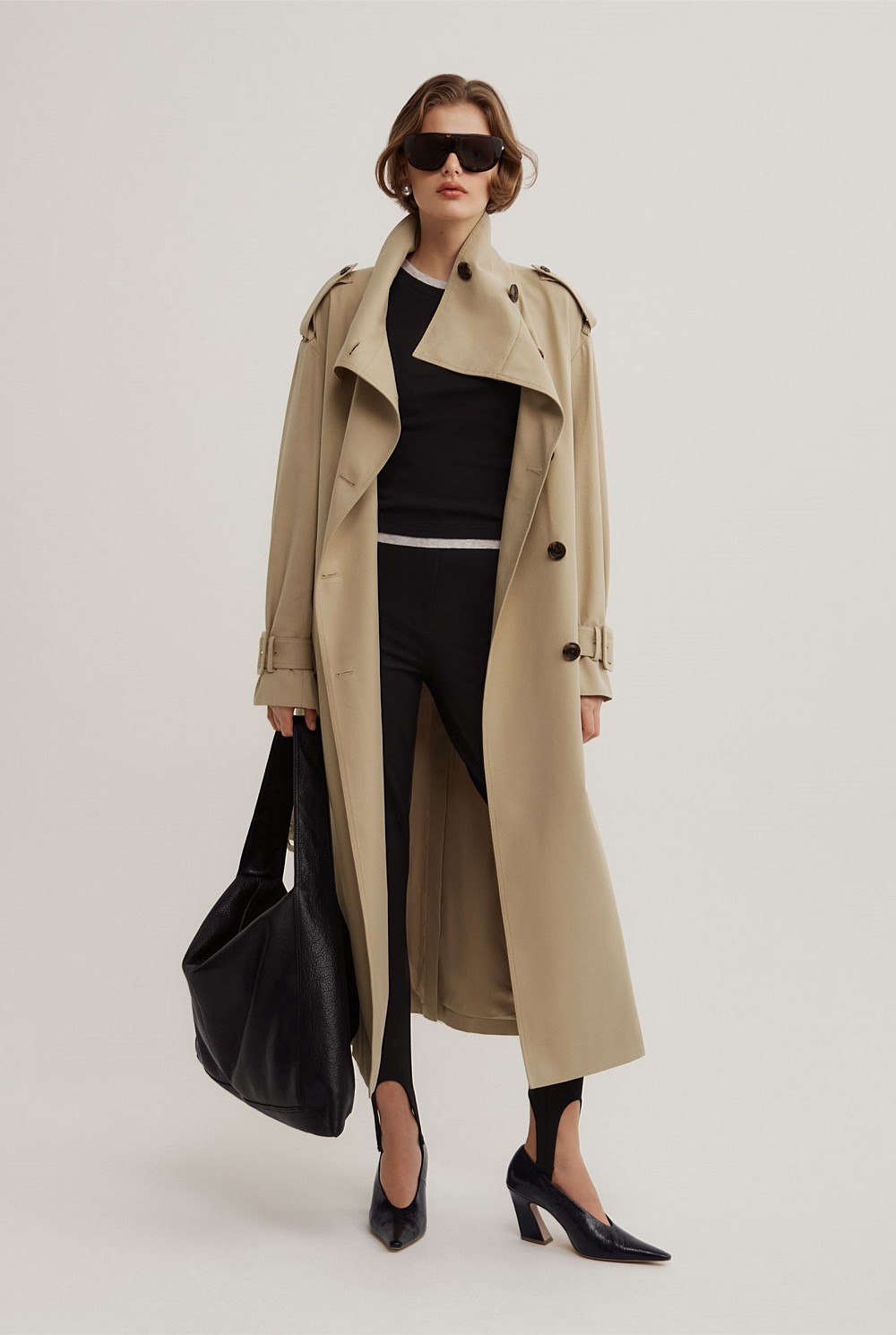 Funnel Collar Trench Coat