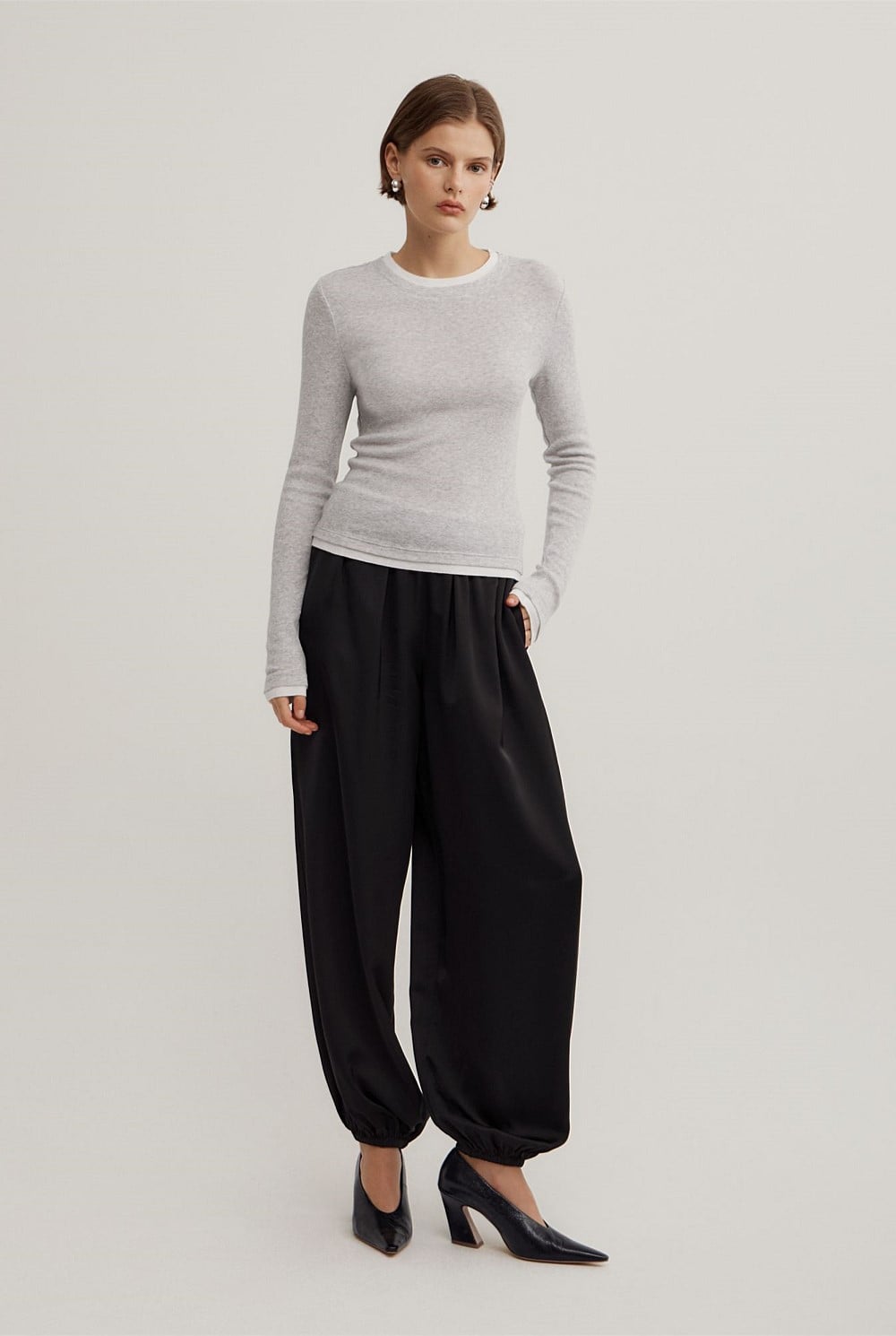 Contrast Trim Long Sleeve Top
