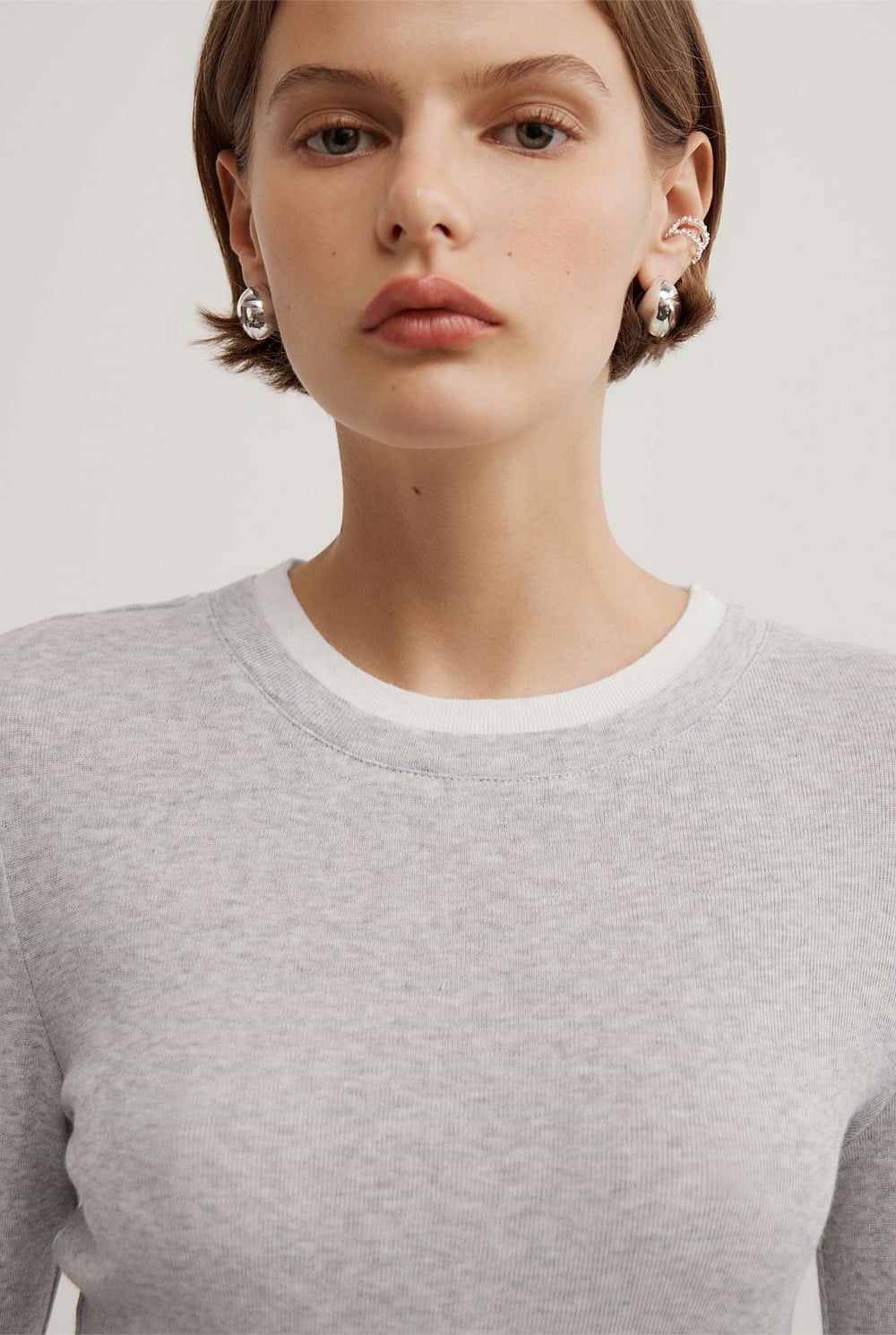 Contrast Trim Long Sleeve Top