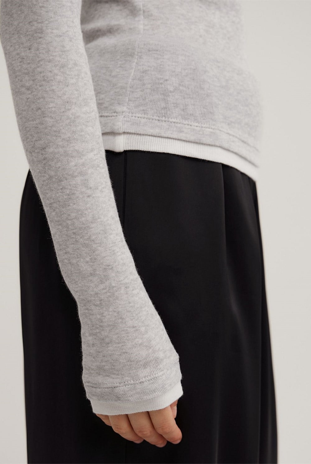 Contrast Trim Long Sleeve Top