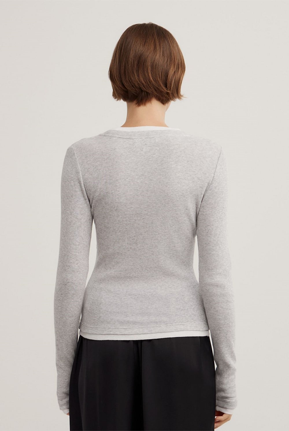 Contrast Trim Long Sleeve Top