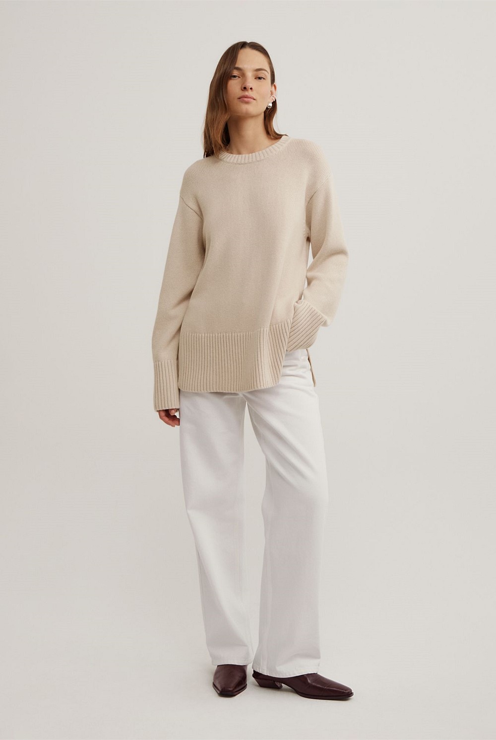 Longline Crew Neck Knit