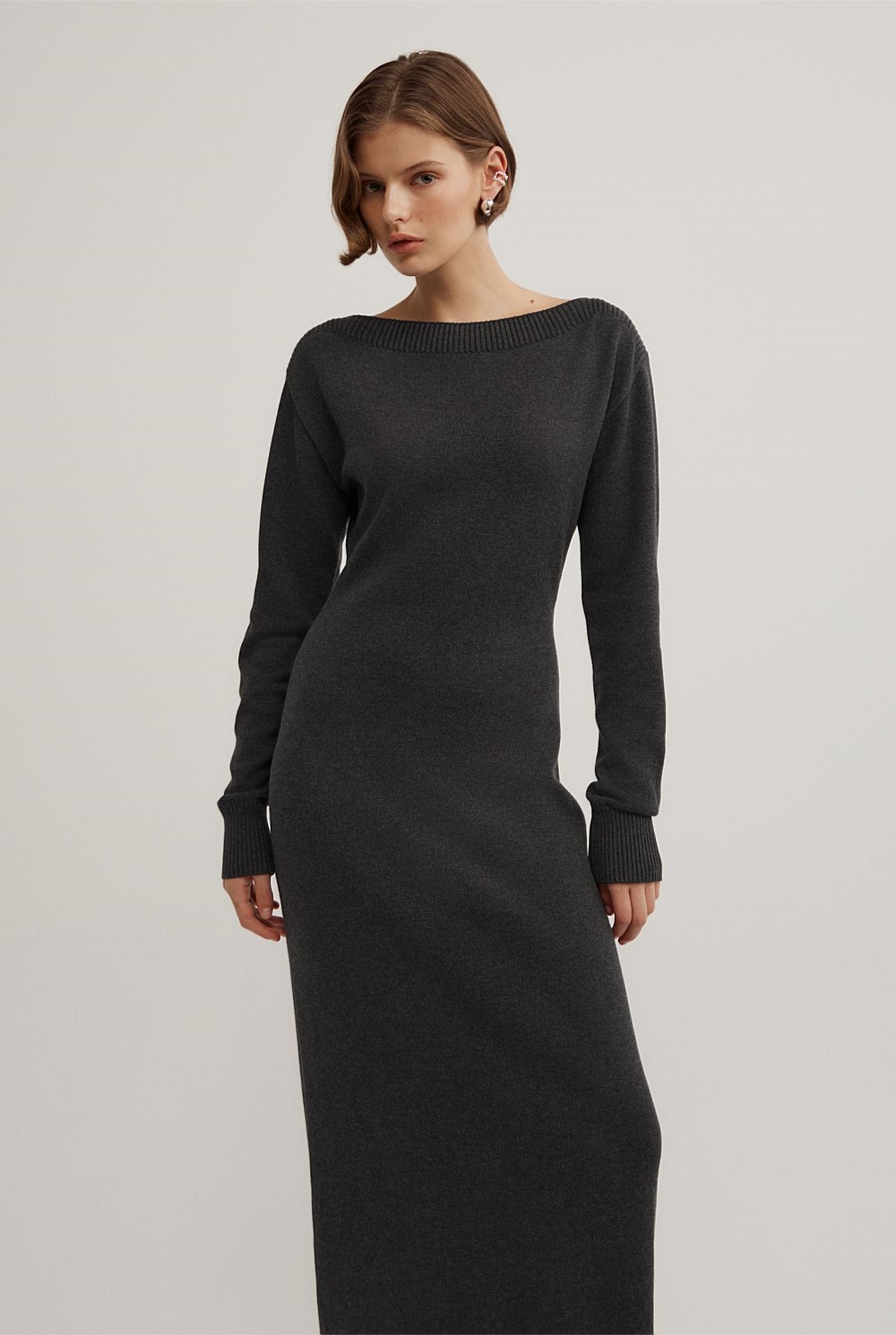 Boat Neck Knit Dress