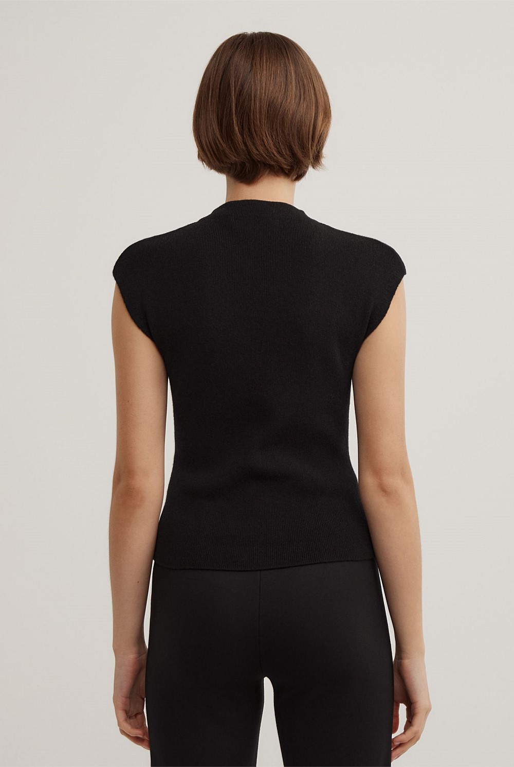 High Neck Knit T-Shirt