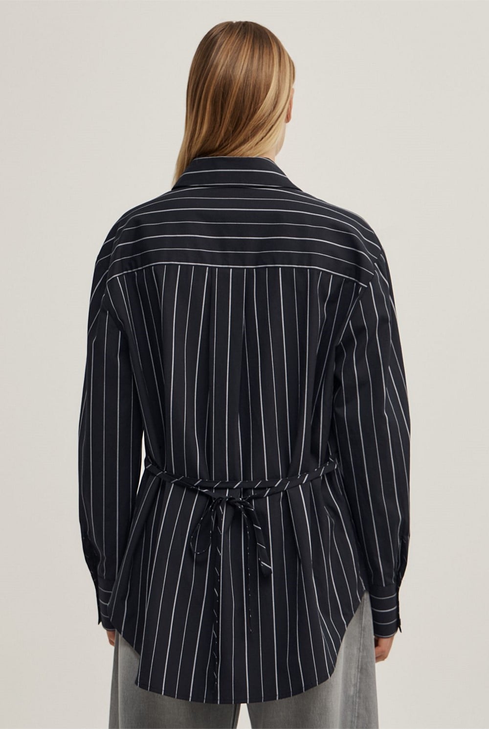 Tie Back Pinstripe Shirt