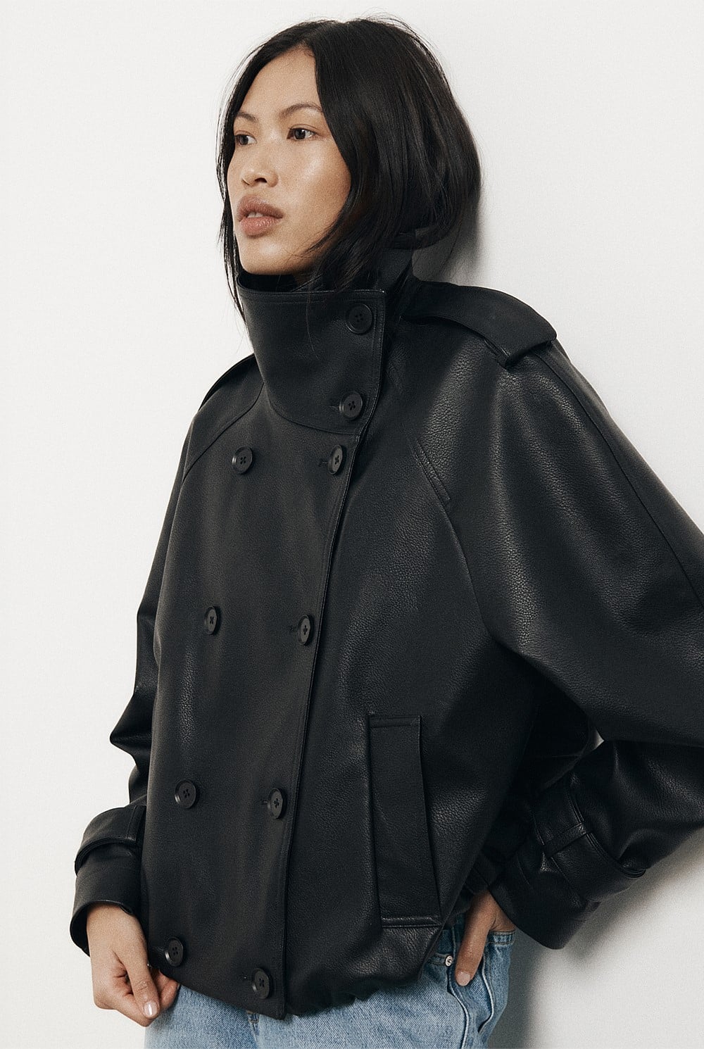 Funnel Neck Trench Coat