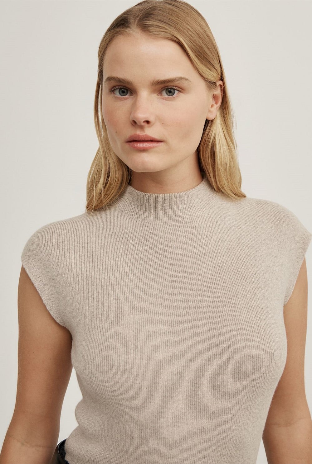 High Neck Knit T-Shirt