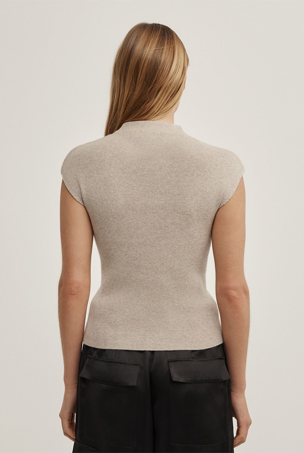 High Neck Knit T-Shirt
